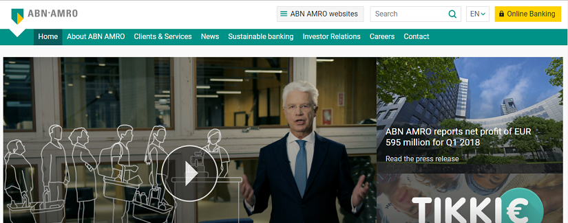 capture ecran du site ABN Amro