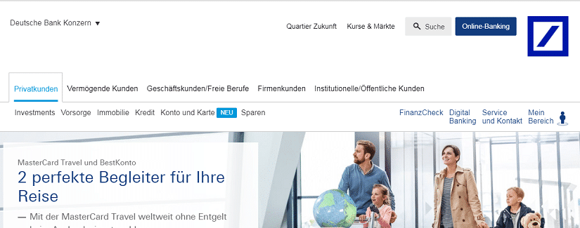 Capture du site de la Deutsche Bank