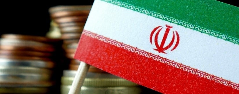 Drapeau et monnaie iraniens