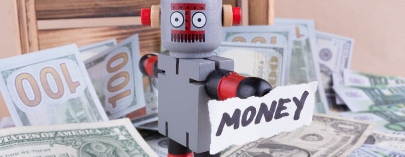 Robot et argent pour représenter la robolution bancaire