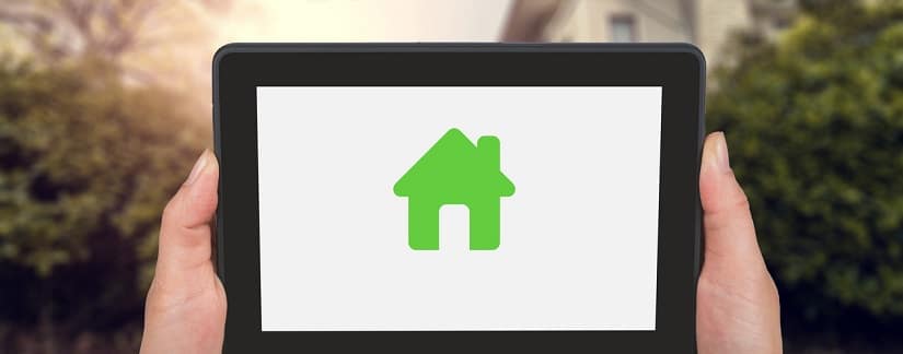 L'icône d'une maison sur l'écran d'une tablette