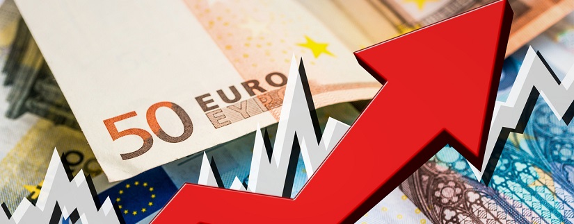 des billets euro et une flèche ascendante d'augmentation