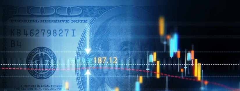 Un billet de banque dollar américain avec des courbes 