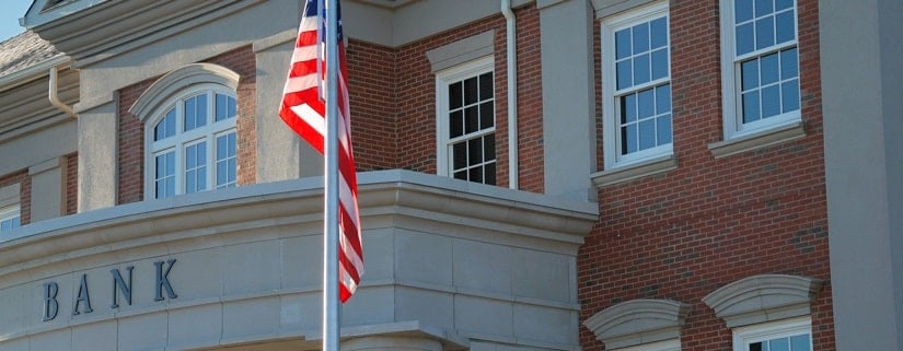 Banque américaine avec drapeau