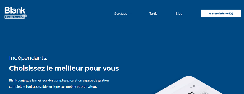 capture écran site de Blank neo banque.
