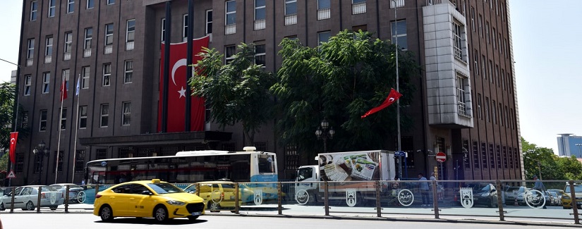 Vue sur le bâtiment de la Banque centrale de la République de Turquie, succursale d’Ankara.