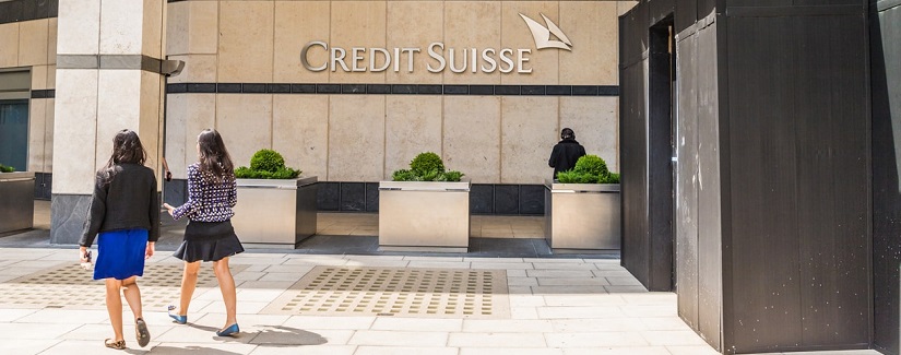 Vue du bâtiment du Credit Suisse à Londres.