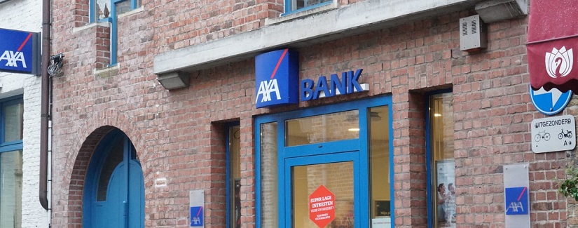Entrée extérieure de la succursale AXA Bank Bruxelles.