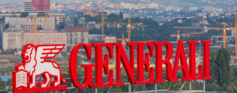 Signe Generali Insurance Company au sommet du bâtiment à New Belgrade, en Serbie