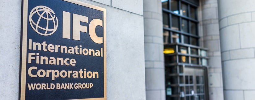 Entrée de la SFI avec signe de la Société financière internationale Groupe de la Banque mondiale.
