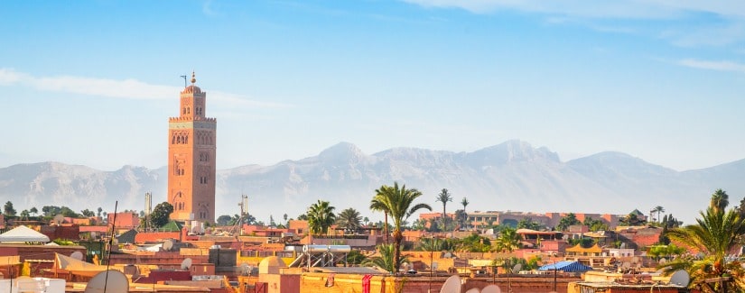 Vue panoramique sur Marrakech et l’ancienne médina, Maroc.