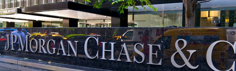 Le panneau d’identification à l’entrée du siège social de Park Avenue de JP Morgan Chase & Co. à Midtown.