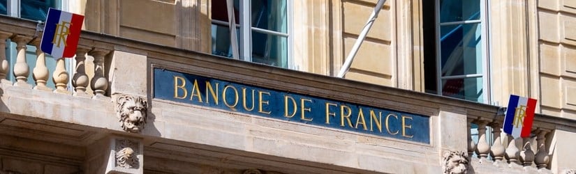 Vue extérieure du siège de la Banque de France, de la banque centrale de France et d’une partie de l’euro système.
