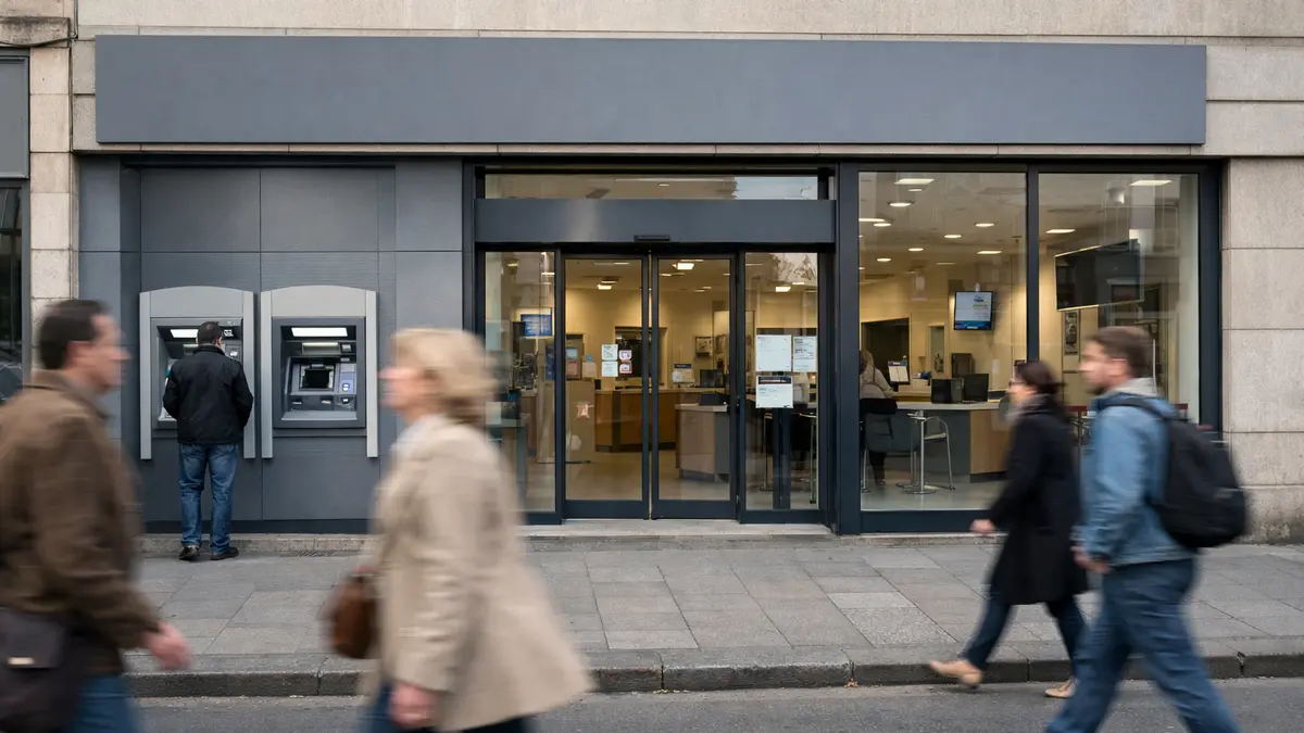 Devanture d’une agence bancaire en France