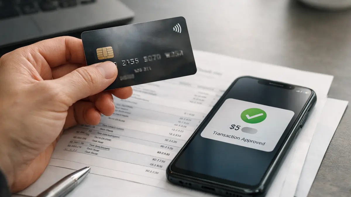 Carte bancaire et relevé illustrant une contestation de fraude