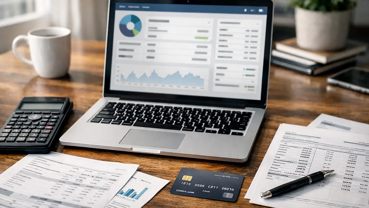 Bureau d’un indépendant comparant des offres de compte pro en ligne