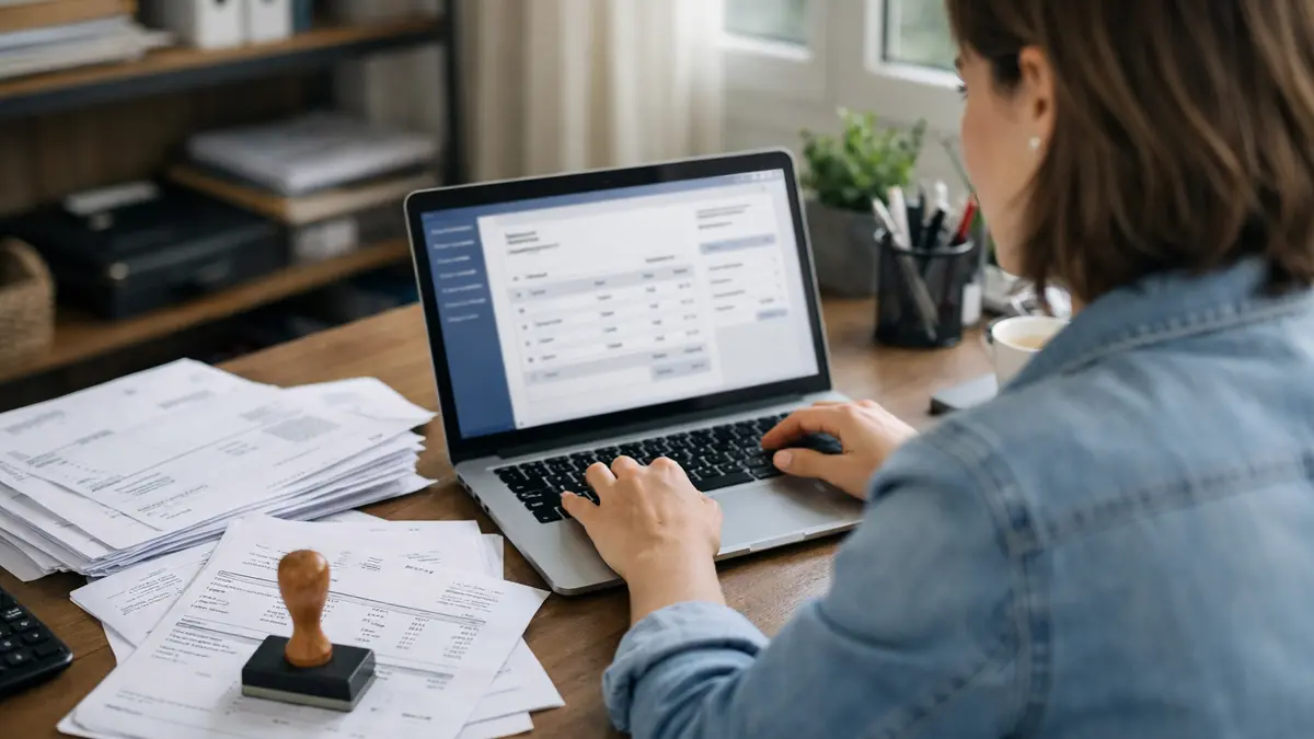 Un entrepreneur devant un logiciel de facturation sur ordinateur