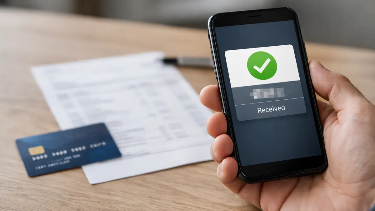 Smartphone affichant une alerte de virement frauduleux