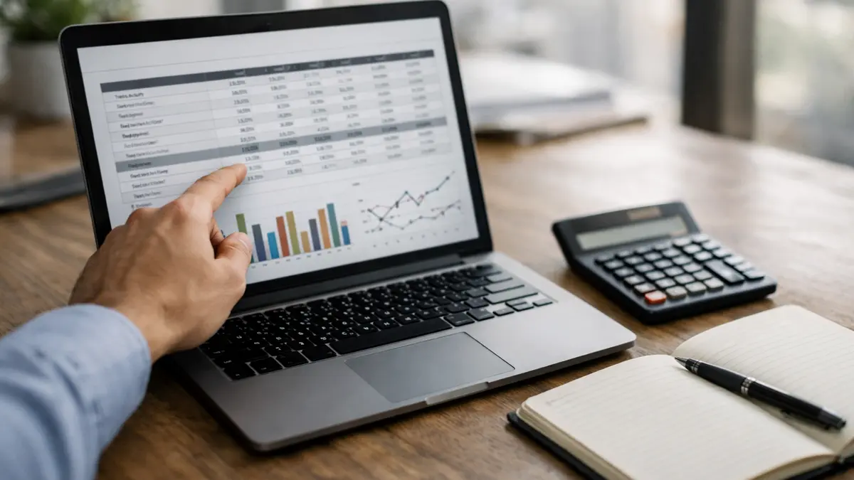Professionnel consultant sa trésorerie sur ordinateur