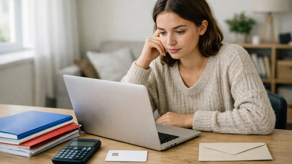 Étudiant préparant son budget de rentrée avec un ordinateur