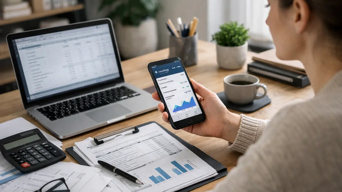 Un entrepreneur gère un compte pro sur smartphone