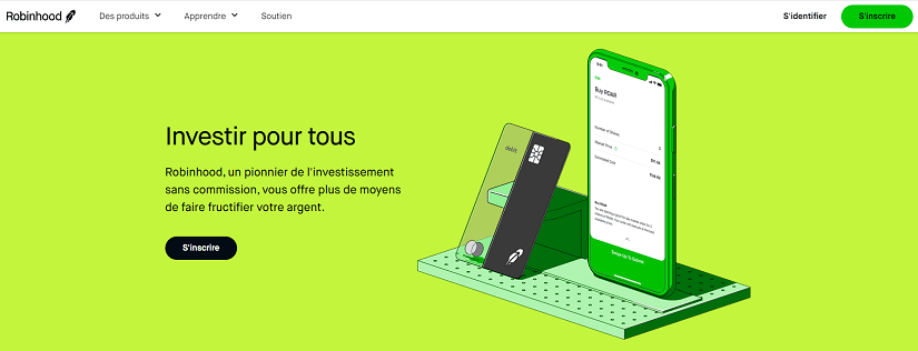 capture ecran du site Robinhood