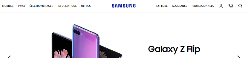 capture écran du site Samsung