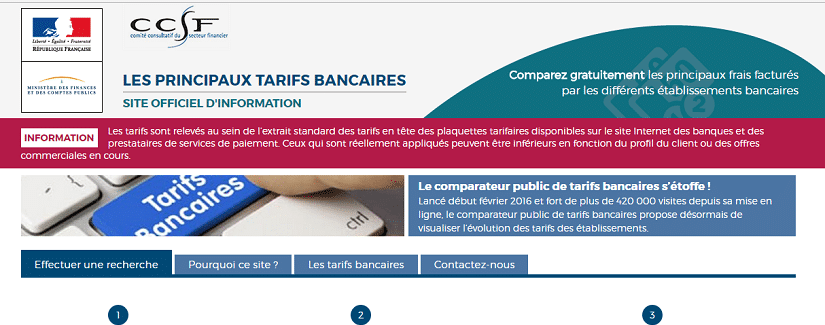 site du gouvernement pour les tarifs bancaires
