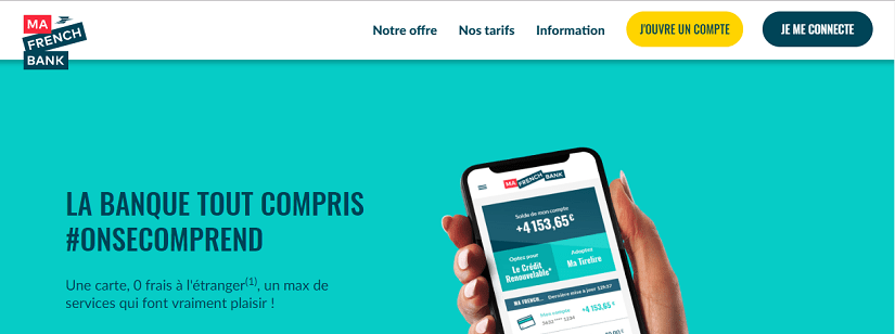 capture écran du site de Ma French Banque sur un smartphone