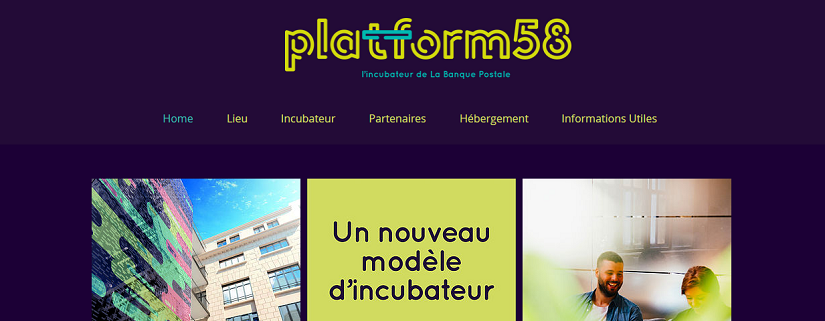 capture écran du site Platform 58, incubateur de la Banque Postale