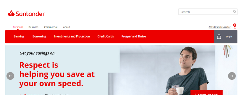 capture écran du site Santander