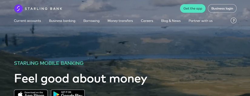 capture écran du site Starling bank.