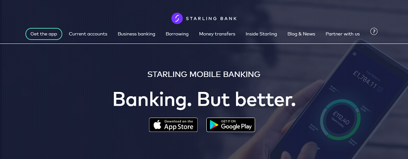 capture écran du site de la banque Starling