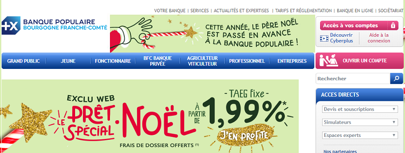 capture écran site Banque Populaire Bourgogne Franche-Comté