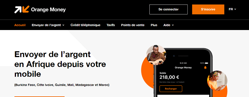 capture écran du site Orange money.
